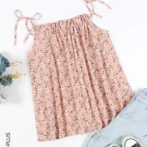 Pink Plus Ditsy Floral Knot Cami Top  NWOT Size 1XL